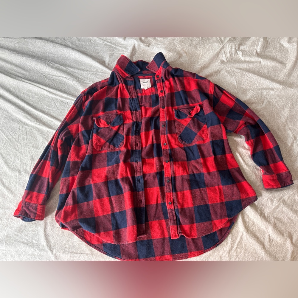 Aerie Red and Navy Flannel Shirt